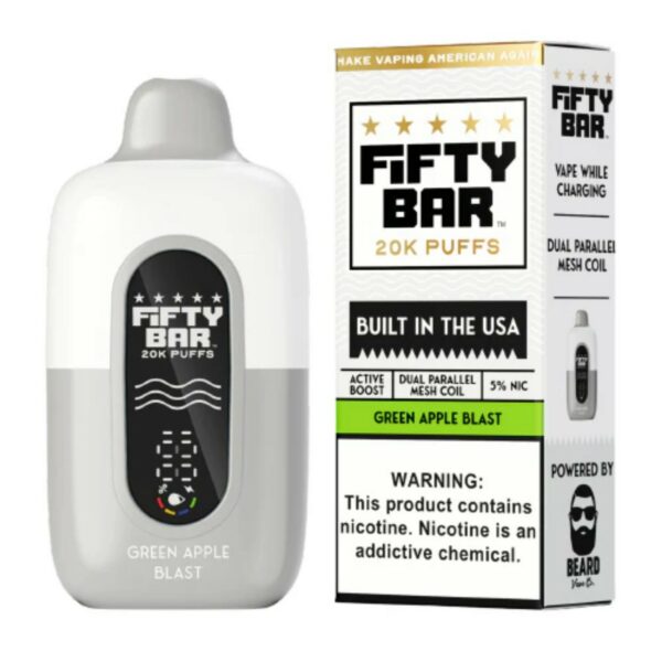 Fifty Bar V2 20000 Puff Disposable White Series - Green Apple Blast