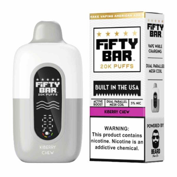 Fifty Bar V2 20000 Puff Disposable White Series - Kiberry Chew