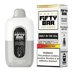 Fifty Bar V2 20000 Puff Disposable White Series - Strawmelon Twist