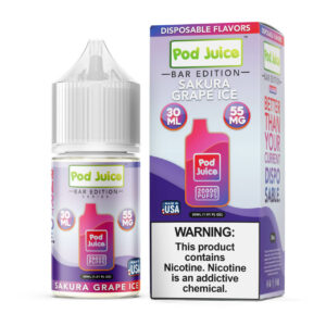 Pod Juice Salt PJ 5000 Series Sakura Grape Ice Tobacco Free Nicotine E-Juice 30ml