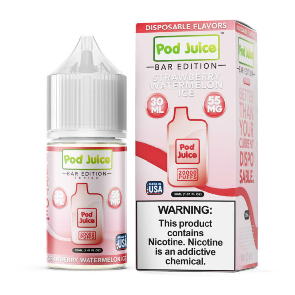 Pod Juice Salt PJ 5000 Series Strawberry Watermelon Ice Tobacco Free Nicotine E-Juice 30ml