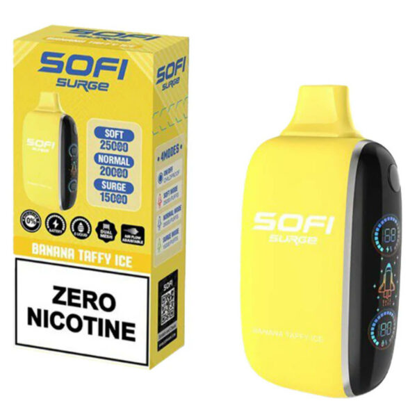 Sofi Surge Zero Nicotine 25000 Puff Disposable Banana Taffy Ice