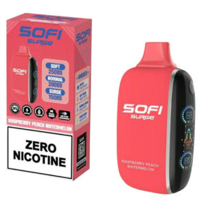 Sofi Surge Zero Nicotine 25000 Puff Disposable Raspberry Peach Watermelon