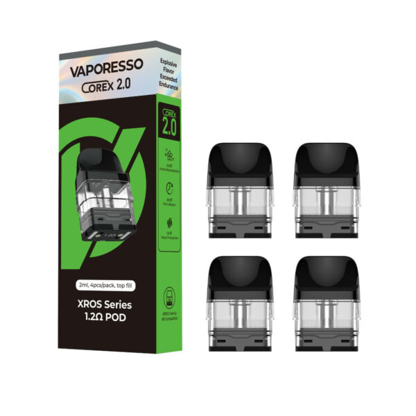 VAPORESSO XROS Replacement Pod Cartridge - 4PK 2ML Corex 2.0 Mesh 1.2 OHMS