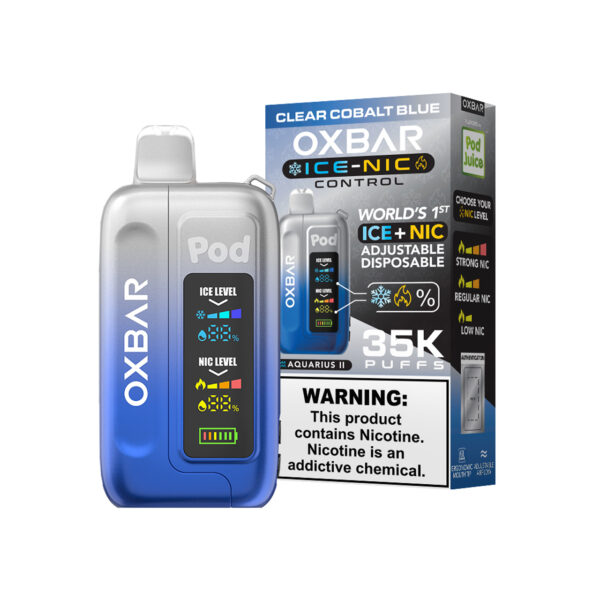 OXBAR x Pod Juice ICE-NIC Control 35K Puff Disposable Clear Cobalt Blue