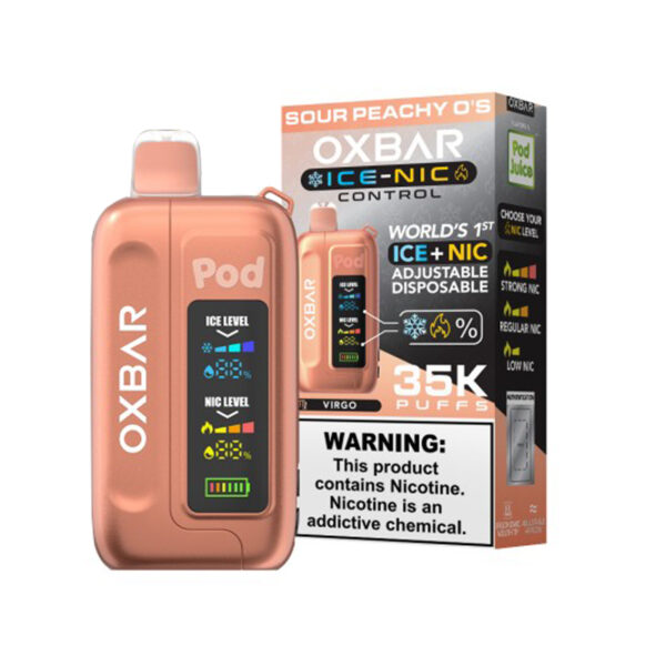 OXBAR x Pod Juice ICE-NIC Control 35K Puff Disposable Sour Peachy O's