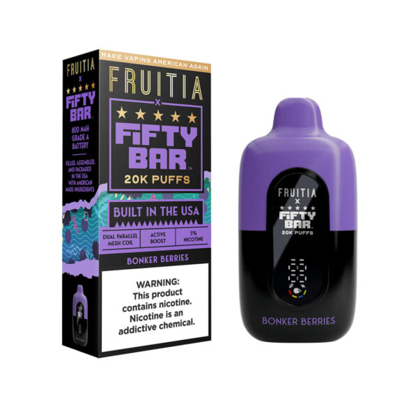 Fruitia x Fifty Bar 20000 Puff Disposable Bonker Berries