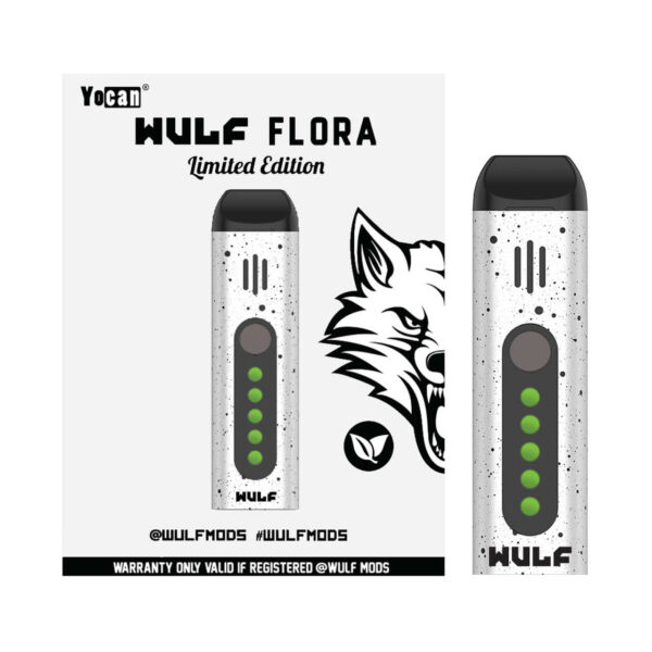 Wulf Mods FLORA Portable Dry Herb Vaporizer White Black Spatter