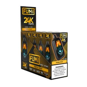 FUMI 24K Puff Zero Nicotine Disposable Fumi - 5 Pack - 0 Nic - Fresh Mint